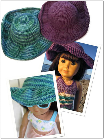 Stacy and Stella Crochet Beach Hat 18" Doll Crochet Pattern Pixie Faire