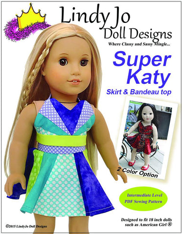 Lindy Jo Doll Designs 18 Inch Modern Super Katy 18" Doll Clothes Pattern Pixie Faire