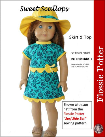 Flossie Potter 18 Inch Modern Sweet Scallops Skirt & Top 18" Doll Clothes Pattern Pixie Faire