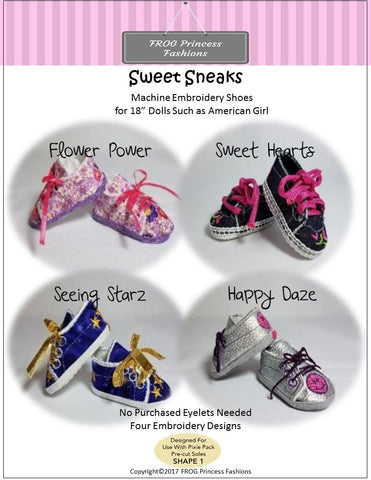 Frog Princess Fashions Machine Embroidery Design Sweet Sneaks Shoes Machine Embroidery Design Pixie Faire