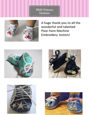 Frog Princess Fashions Machine Embroidery Design Sweet Sneaks Shoes Machine Embroidery Design Pixie Faire
