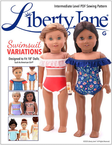 Liberty Jane 18 Inch Modern Swimsuit Variations 18" Doll Clothes Pattern Pixie Faire