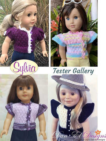 Dan-El Designs Knitting Sylvia 18" Doll Clothes Knitting Pattern Pixie Faire