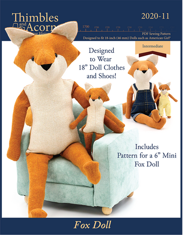 Thimbles and Acorns Cloth doll Fox Doll 18" Cloth Doll Pattern Pixie Faire