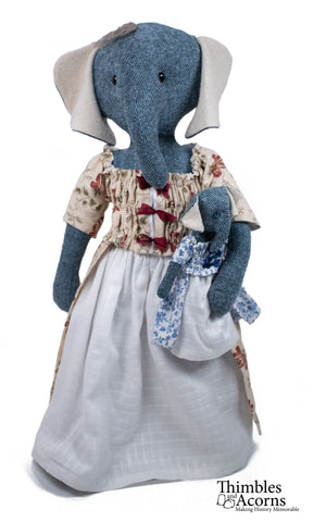 Thimbles and Acorns Cloth doll Elephant Doll 18" Cloth Doll Pattern Pixie Faire