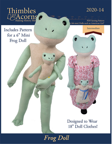 Thimbles and Acorns Cloth doll Frog Doll 18" Cloth Doll Pattern Pixie Faire