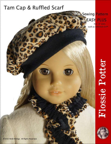 Flossie Potter 18 Inch Historical Tam Cap & Ruffled Scarf 18" Doll Clothes Pixie Faire