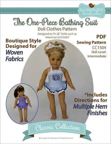 My Angie Girl 18 Inch Modern The One-Piece Bathing Suit 18" Doll Clothes Pixie Faire