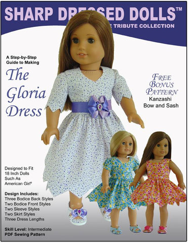 Sharp Dressed Dolls 18 Inch Modern The Gloria Dress 18" Doll Clothes Pattern Pixie Faire