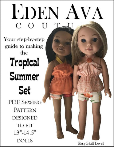 Eden Ava WellieWishers Tropical Summer Set 14.5" Doll Clothes Pattern Pixie Faire