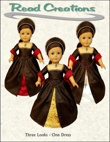 Read Creations 18 Inch Historical 3 Looks-In-One Tudor Ensemble 18" Doll Clothes Pattern Pixie Faire