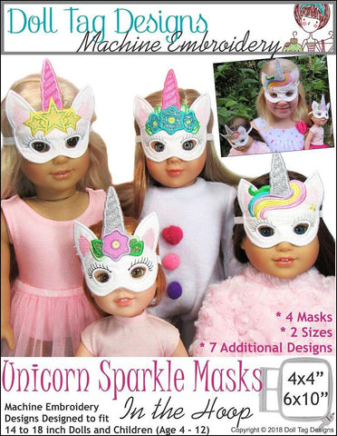Doll Tag Clothing Machine Embroidery Design Unicorn Sparkle Masks Machine Embroidery Designs Pixie Faire
