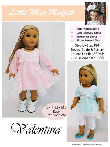 Little Miss Muffett 18 Inch Modern Valentina 18" Doll Clothes Pattern Pixie Faire