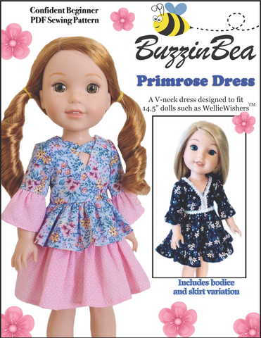 BuzzinBea WellieWishers Primrose Dress 14.5" Doll Clothes Pattern Pixie Faire