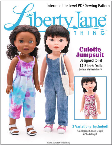 Liberty Jane WellieWishers Culotte Jumpsuit Pattern for 14.5" WellieWishers Dolls Pixie Faire