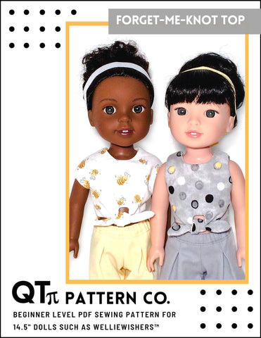 QTπ Doll Clothing WellieWishers Forget-Me-Knot Top 14.5" Doll Clothes Pattern Pixie Faire