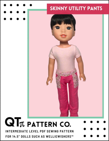 QTπ Pattern Co WellieWishers Skinny Utility Pants 14.5" Doll Clothes Pattern Pixie Faire