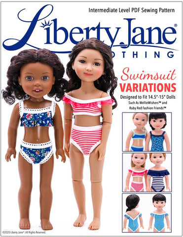 Liberty Jane WellieWishers Swimsuit Variations 14.5" -15" Doll Clothes Pattern Pixie Faire