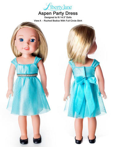 Liberty Jane WellieWishers Aspen Party Dress 14.5 Inch Doll Clothes Pattern Pixie Faire