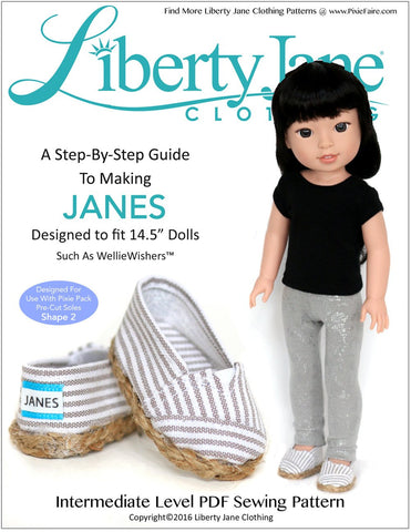 Liberty Jane WellieWishers JANES Shoes 13-14.5 Inch Doll Clothes Pattern Pixie Faire