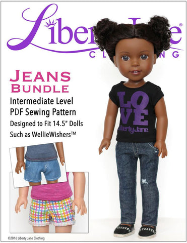 Liberty Jane WellieWishers Jeans Bundle 14.5 Inch Doll Clothes Pattern Pixie Faire