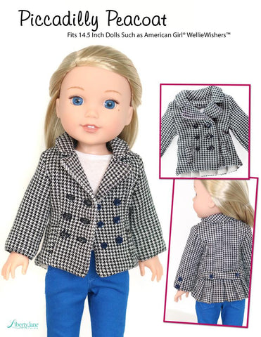 Liberty Jane WellieWishers Piccadilly Peacoat 14.5 Inch Doll Clothes Pattern Pixie Faire