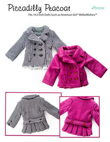 Liberty Jane WellieWishers Piccadilly Peacoat 14.5 Inch Doll Clothes Pattern Pixie Faire