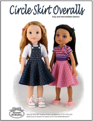 Forever 18 Inches WellieWishers Circle Skirt Overalls 14-14.5" Doll Clothes Pattern Pixie Faire