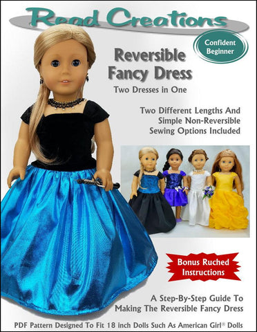 Read Creations 18 Inch Modern Reversible Fancy Dress 18" Doll Clothes Pattern Pixie Faire