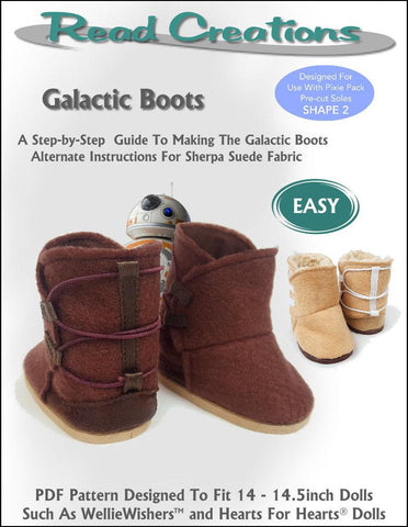Read Creations WellieWishers Galactic Shoes 14-14.5" Doll Clothes Pattern Pixie Faire