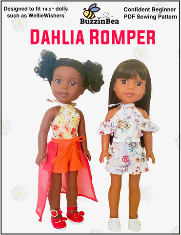 BuzzinBea WellieWishers Dahlia Romper 14.5" Doll Clothes Pattern Pixie Faire