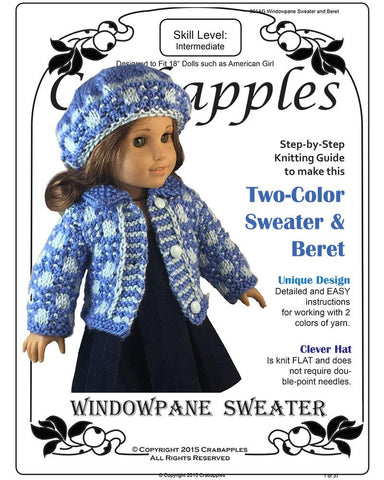 Crabapples Knitting Windowpane Sweater and Beret Knitting Pattern Pixie Faire