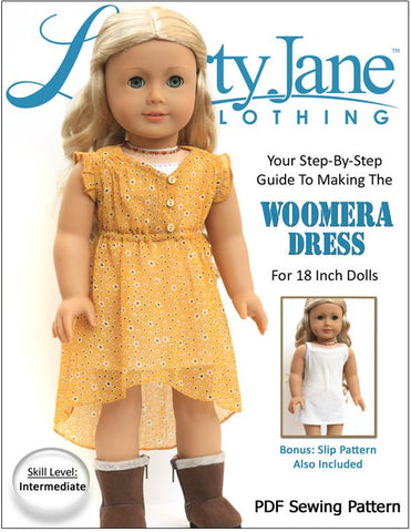 Liberty Jane 18 Inch Modern Woomera Dress 18" Doll Clothes Pattern Pixie Faire
