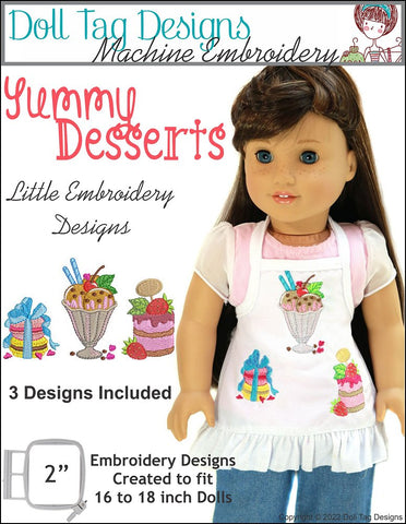 Doll Tag Clothing Machine Embroidery Design Yummy Desserts Little Designs for Machine Embroidery Pixie Faire