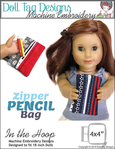 Doll Tag Clothing Machine Embroidery Design Zipper Pencil Bag 18" Doll Machine Embroidery Designs Pixie Faire