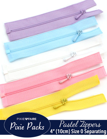 Pixie Faire Pixie Packs Pixie Packs 4" (10cm) Separating Zippers Pastel - Size 0 Pixie Faire