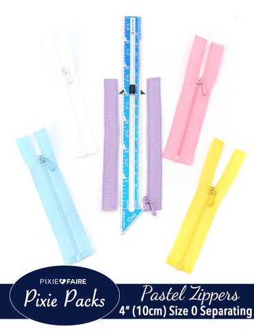 Pixie Faire Pixie Packs Pixie Packs 4" (10cm) Separating Zippers Pastel - Size 0 Pixie Faire
