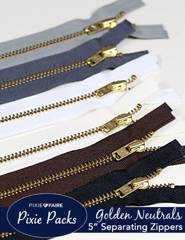 Pixie Faire Pixie Packs Pixie Packs 5" Separating Zippers - Golden Neutrals Pixie Faire