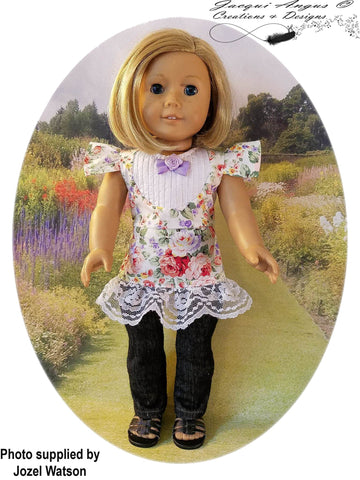Jacqui Angus Creations & Designs 18 Inch Modern Tea Time Blouse 18" Doll Clothes Pattern Pixie Faire