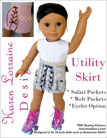 Karen Lorraine Design 18 Inch Modern Utility Skirt 18" Doll Clothes Pattern Pixie Faire