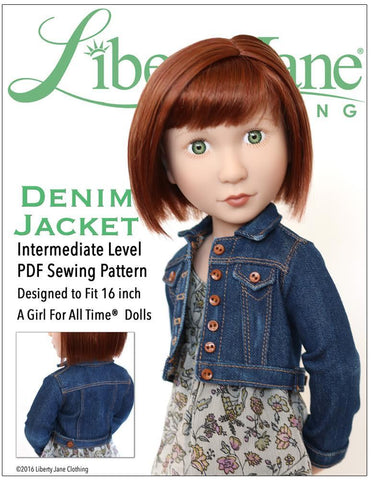 Liberty Jane A Girl For All Time Denim Jacket Pattern for AGAT Dolls Pixie Faire