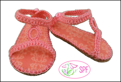 Sweet Pea Fashions Crochet Aurelia Crocheted Sandal 18" Doll Crochet Pattern Pixie Faire
