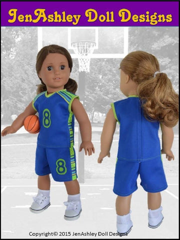 Jen Ashley Doll Designs 18 Inch Modern Shootin' Hoops Basketball Uniform 18" Doll Clothes Pattern Pixie Faire
