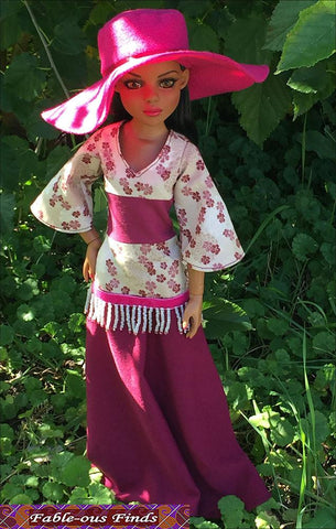 Fable-ous Finds Ellowyne Bohemian Beauty Maxi Dress and Floppy Hat Pattern for Ellowyne Dolls Pixie Faire