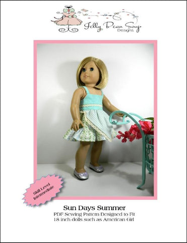 Jelly Bean Soup Designs 18 Inch Modern Sun Days Summer 18" Doll Clothes Pattern Pixie Faire