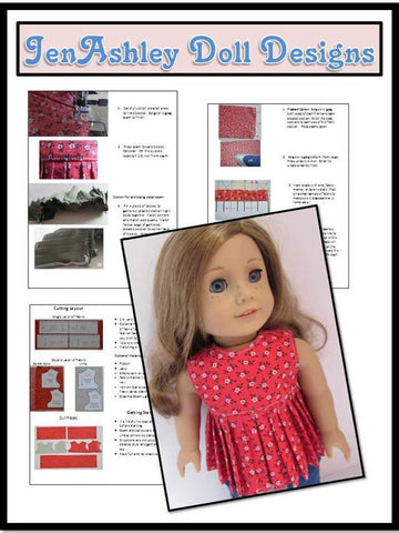 Jen Ashley Doll Designs 18 Inch Modern Breezy Summer Top 18" Doll Clothes Pattern Pixie Faire