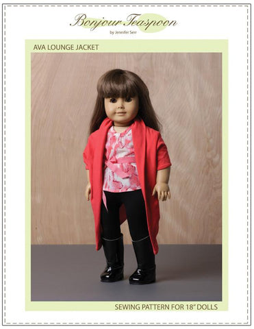Bonjour Teaspoon 18 Inch Modern Ava Lounge Jacket 18" Doll Clothes Pattern Pixie Faire