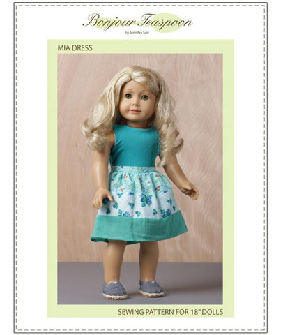 Bonjour Teaspoon 18 Inch Modern Mia Dress 18" Doll Clothes Pattern Pixie Faire