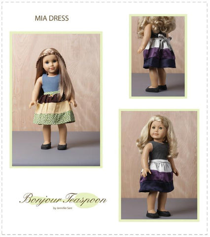 Bonjour Teaspoon 18 Inch Modern Mia Dress 18" Doll Clothes Pattern Pixie Faire