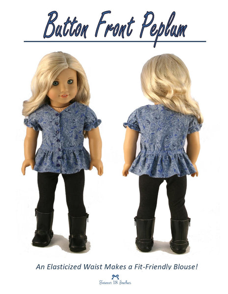 Forever 18 Inches Button Front Peplum Doll Clothes Pattern
